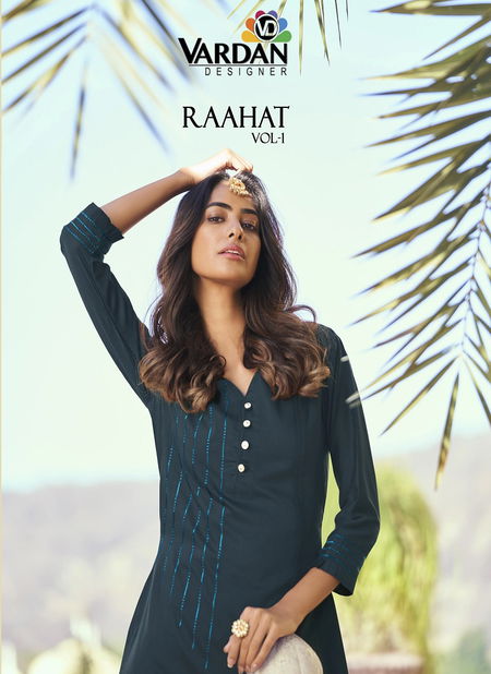 Raahat Vol 1 By Vardan Roman Silk Designer Kurti With Bottom Catalog Catalog